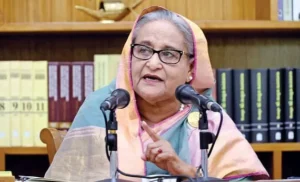 बांग्लादेश की पूर्व प्रधानमंत्री शेख हसीना का फोटोग्राफ,