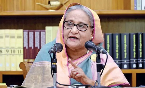 बांग्लादेश की पूर्व प्रधानमंत्री शेख हसीना का फोटोग्राफ,